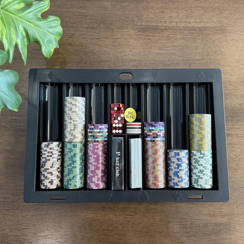 Vista 5 de Yuanhe Poker Chip Tray Holder - Blackjack Casino Poker Mesa Dealer Chips Rack Inserto