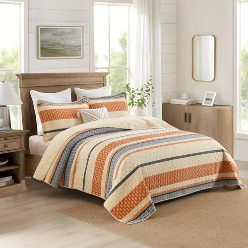 Vista 19 de Juego de ropa de cama con colcha Homzard tamaño individual - Juego de edredón 100% algodón, colcha de cama gris y azul para la cama, ropa de cama