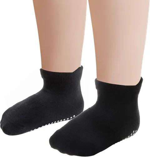 Vista 4 de 12 pares de calcetines antideslizantes para el tobillo con agarres antideslizantes para niños pequeños y niñas