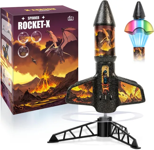 Lanzacohetes para niños, 200 pies de altitud de vuelo, modelo de cohete con juego de lanzamiento, cohetes de juguete para exteriores con paracaídas