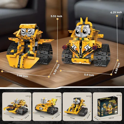 Vista 8 de Kit de construcción de robot STEM para niños de 8 a 16 años, juguetes robot 5 en 1 con aplicación y control remoto, 269 piezas de bloques