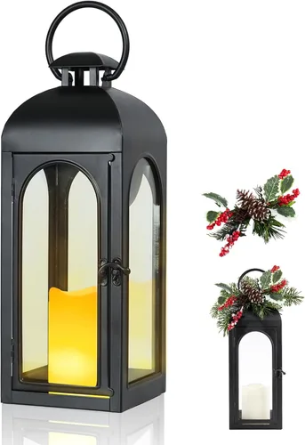 Vista 9 de Faroles de Navidad decorativos para interiores y exteriores, paquete de 2 Cruz