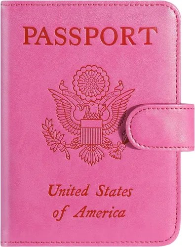 Vista 13 de Funda para pasaporte, cartera con bloqueo RFID, funda de piel para tarjetas, accesorios de viaje para mujeres y hombres, negro