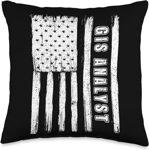 Patriotic gis analyst USA 4th Of July 2023 Fourth of July Shirts for Men American Flag GIS Analyst Throw Pillow, 16x16, Multicolor