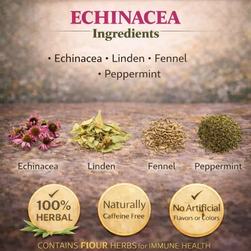 Vista 3 de Tisan - Té de hierbas de equinácea – 40 bolsas de té Un aroma a hierbas brillante y floral para el disfrute diario
