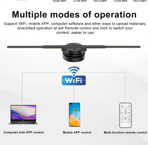 Vista 2 de Ventilador de holograma 3D - Proyector de publicidad de video holográfico Soporte APP+Bluetooth Audio+WIFI (16.5 pulgadas)