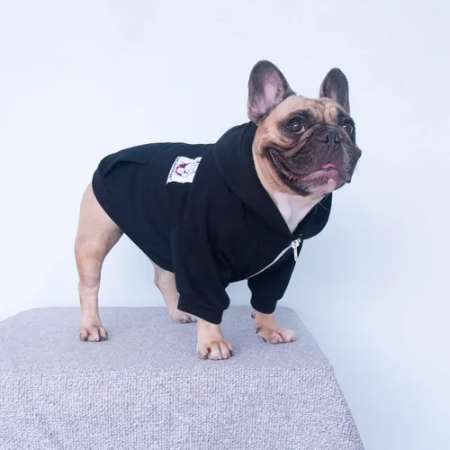 Vista 2 de iChoue Hoodies for French Bulldogs, Black & Grey, Medium, 2-Pack Classic Hoodie 2pc Black Grey