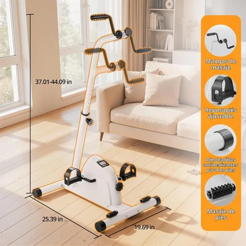Vista 10 de Ejercitador de pádel, mini bicicleta estática para ciclismo de piernas y brazos, ejercicio de calentamiento Blanco