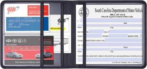 Vista 2 de Wisdompro - Carpeta de cuero sintético prémium para documentos del auto, organizador para la guantera, guarda tu identificación, licencia de manejo