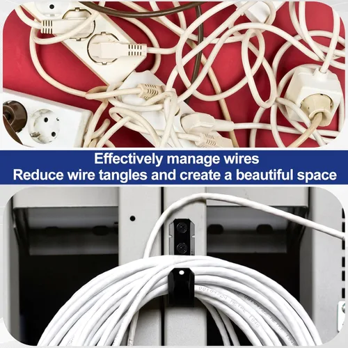 Vista 6 de Zonon Soporte de cable negro con gancho en J para colgar gancho en J de metal resistente para gestión de cables y cables, acero galvanizado