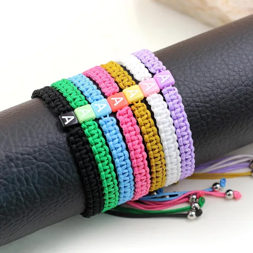Vista 4 de Uloveido Letter A-Z Black String Bracelets for Women and Men, Adjustable Handmade Braided Woven Cuff Surfer Beach Wrap Bracelet Friendship