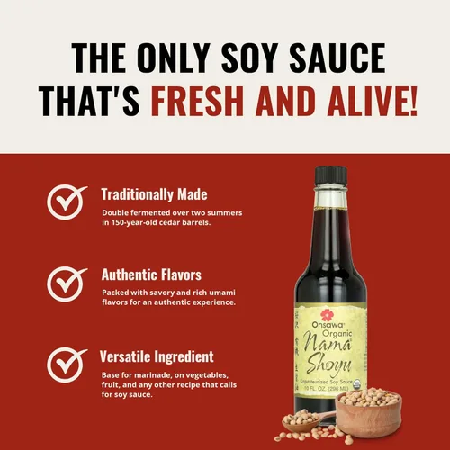 Vista 4 de Gold Mine Natural Food Co - Nama Shoyu, salsa de soja sin pasteurizar, fermentada japonesa, probióticos ricos, sin OMG, botella de 10 onzas