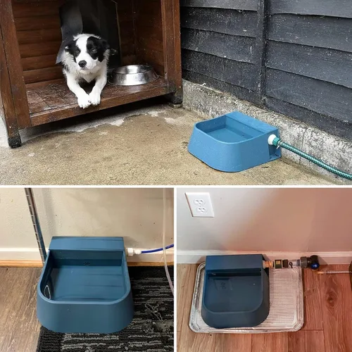 Vista 2 de LESYPET Dispensador automático de agua para perros, cuenco de agua potable para perros al aire libre de 68 onzas para ganado de pollo, bebedero