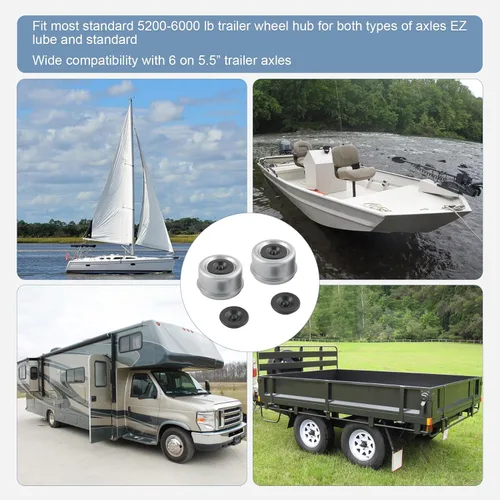 Vista 2 de 2 tapones antipolvo de 2.44 pulgadas con 2 tapones de goma adicionales, cojinete de rueda de eje de remolque y tapas antipolvo para la mayoría