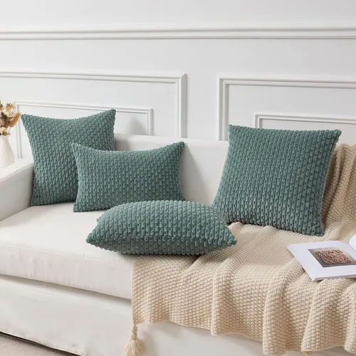 Vista 83 de Kevin Textile - Juego de 2 fundas de almohada decorativas de pana suave, estilo bohemio, a rayas, decoración del hogar para sofá, cama, sofá y sala