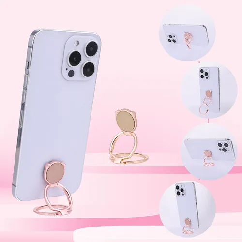 Vista 5 de Cobee Soporte de anillo para teléfono celular, paquete de 2 soportes plegables con forma de oso, soporte de teléfono celular con rotación de 360°