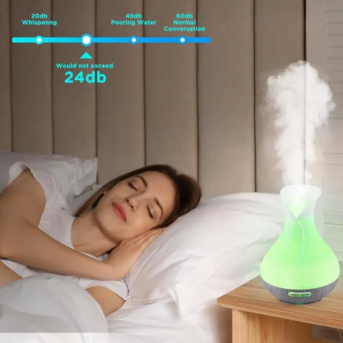 Vista 6 de Difusor de aceite esencial de 18.6 fl oz, humidificador difusor de aromaterapia, 7 luces ambientales con apagado automático para dormitorio