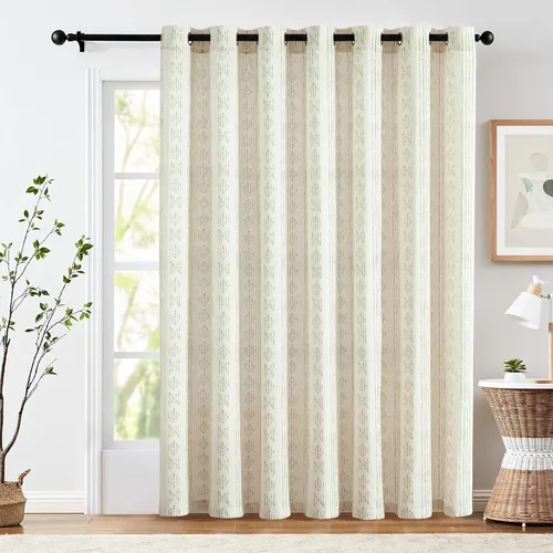 Vista 32 de jinchan Cortinas bohemias a rayas para sala de estar, cortinas de lino estilo granja de 63 pulgadas de largo, 2 paneles para dormitorio, mudcloth