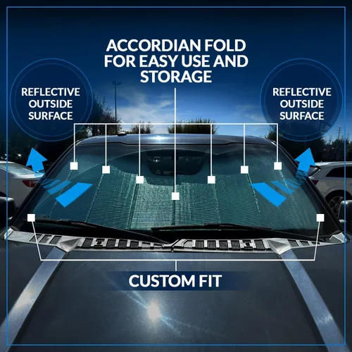 Vista 5 de SS-270 - Parasol para parabrisas delantero de automóvil compatible con Nissan Leaf ZE0 2010-2017 Protector solar estilo acordeón de ajuste