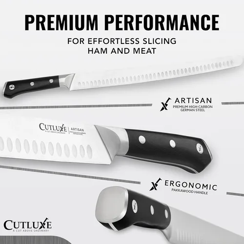 Vista 2 de Cutluxe Cuchillo de trinchar extralargo de 14 pulgadas – Cuchillo de pechuga, carne afilada y barbacoa Knіfe – Acero alemán de alto carbono – Diseño