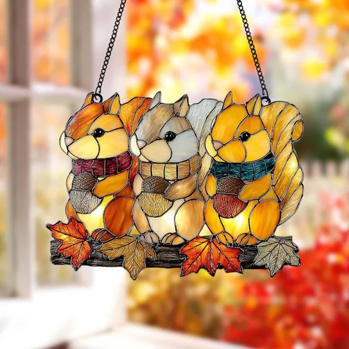 Vista 17 de Tropical Pineapple Blossoms Acrylic Suncatcher - Faux Handmade Stained Glass Window Hanging Ornament for Display, Home Decor & Gift Idea for