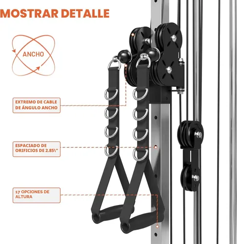 Vista 4 de Mikolo Wall Mount Cable Station, Cable Crossover Machine with Dual Pulley System and 18 Adjustable Positions for Home Gym Fitness Equipment