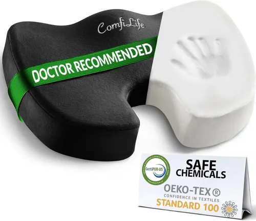 Vista 8 de ComfiLife Cojín de asiento de alta calidad, cojín 100% de espuma viscoelástica para silla de oficina, alivio de espalda (azul marino)