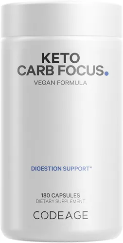 Codeage Keto Carb, frijol blanco, té verde y corteza de canela, píldoras veganas de triple acción, cetogénica, azúcar de dieta baja en