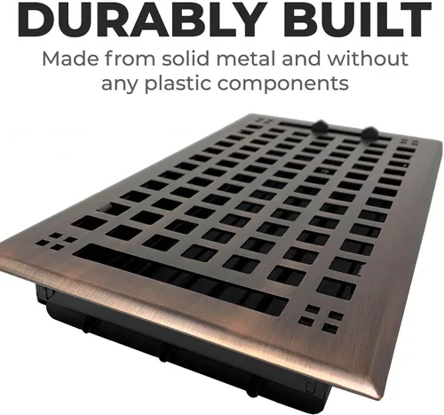 Vista 2 de Madelyn Carter Cubierta de ventilación de estilo artesanal contemporáneo, interior de acero fundido sólido, controla el flujo de aire, 2 x 10