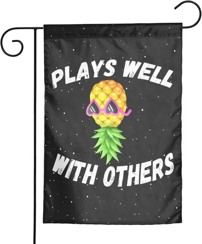 Vista 15 de Bandera de jardín con texto en inglés "If you Know Upside Down Pineapple Funny Swinger" de 12 x 18 pulgadas, pancarta de doble cara para decoración