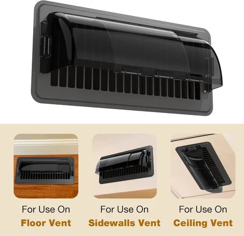 Vista 5 de BYEWIRE Deflector de ventilación de aire - Magnético y ajustable de 10-14 pulgadas para rejillas de ventilación de suelo, hogar, pared lateral