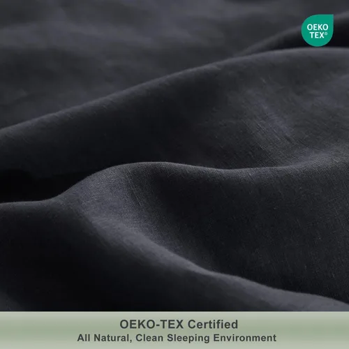 Vista 4 de TOSMO Juego de 2 fundas de almohada 100% lino tamaño estándar, fundas de almohada lavadas a la piedra, cierre de sobre, fundas de almohada suaves