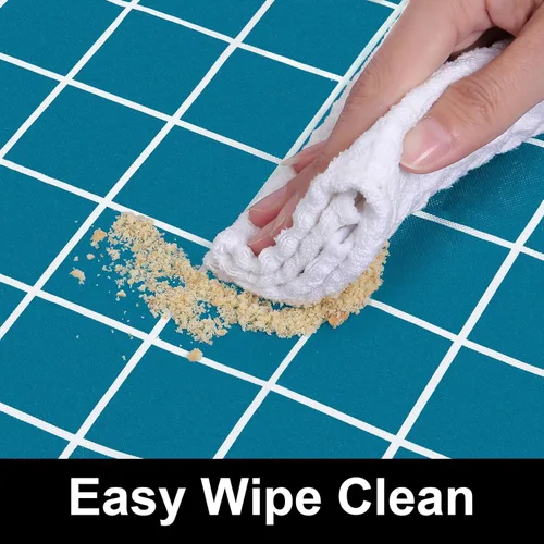 Vista 344 de Mantel rectangular, manteles de plástico elásticos ajustables con parte trasera de franela para mesas de 4 pies, manteles de vinilo impermeables