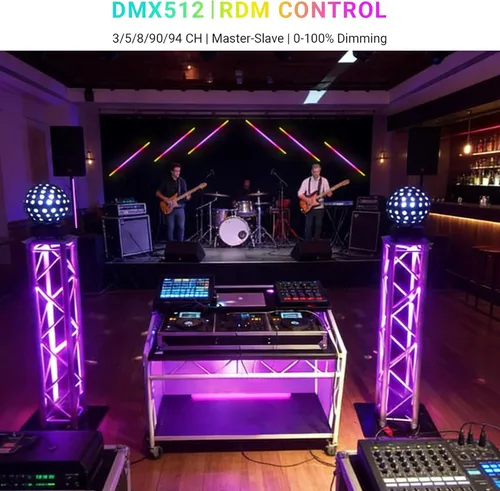 Vista 4 de Barra de luz LED para escenario, paquete de 2: mezcla de colores RGB de 60 W, control DMX y RDM, 67 programas de persecución y 37 colores estáticos