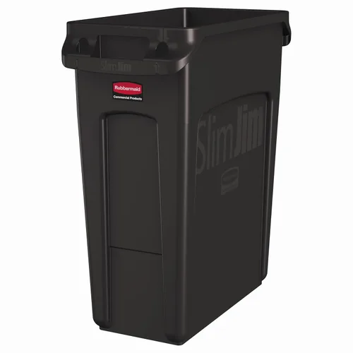 Vista 8 de Rubbermaid Commercial Products - Basurero de reciclaje, diseño rectangular con canales de ventilación, modelo Slim Jim, Beige