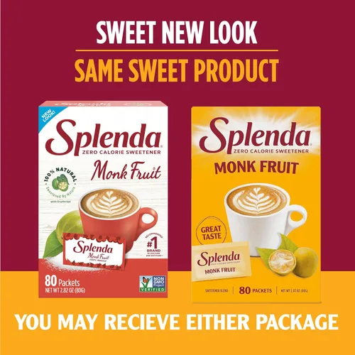 Vista 4 de SPLENDA Monk Fruit - Edulcorante a base de plantas cero calorías, sin eritritol, sustituto de azúcar Keto (80 unidades)