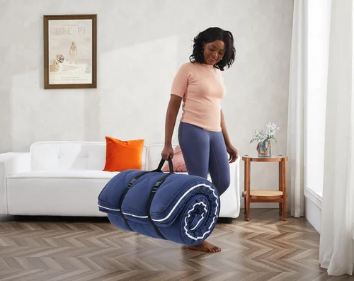 Vista 6 de Jamdok Colchón de suelo de 4 pulgadas, estructura de 3 capas, colchón de futón de espuma viscoelástica de gel, funda gruesa extraíble, almohadilla