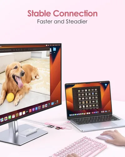 Vista 7 de LENTION Hub USB-C 8 en 1 con HDMI 4K 60Hz, entrega de energía de 100 W, datos USB C de 5 Gbps, 3 USB 3.0 y lector de tarjetas microSD y SD