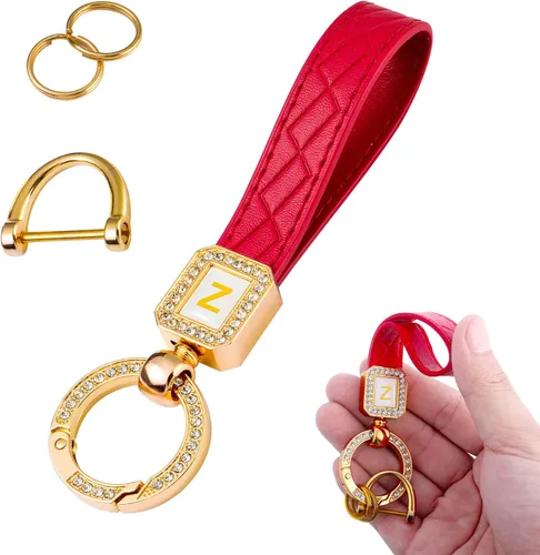 Llavero de cuero brillante para automóvil, llavero de cuero de microfibra, llavero universal para hombres y mujeres, anillo en D antipérdida