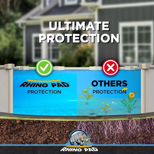 Vista 4 de Rhino Pad Almohadilla ovalada de revestimiento de piscina de 10 x 15 pies para piscinas sobre el suelo, alfombrilla duradera resistente a pinchazos
