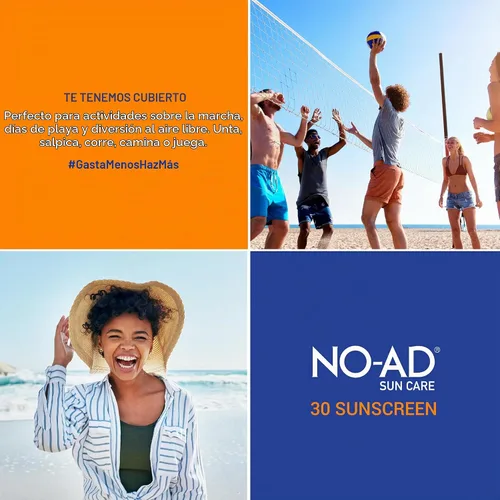 Vista 6 de NO-AD Loción de protección solar SPF 30 Protección UVA/UVB de amplio espectro Resistente al agua Sin octinoxato ni oxibenzona con vitamina E