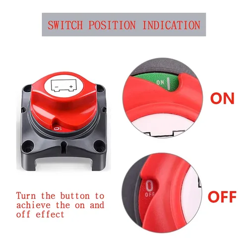 Vista 2 de AWBLIN Interruptor de desconexión de batería de 12 V, 24 V, 48 V, interruptor de corte de aislamiento maestro para barco marino, automóvil, camión