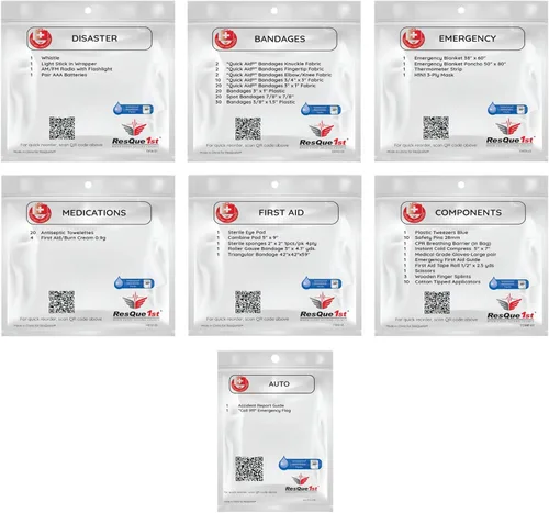 Vista 4 de Kit de primeros auxilios para el hogar y botiquín de primeros auxilios para automóvil - Kit de primeros auxilios de viaje y equipo de campamento