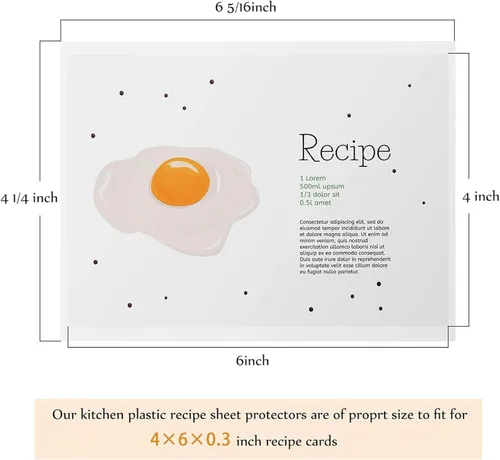 Vista 2 de Boao 200 protectores de tarjetas de recetas de 4 x 6 pulgadas, fundas para tarjetas de recetas, protectores de plástico para libros de cocina