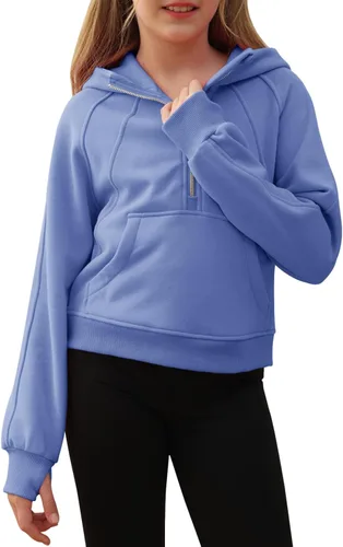 Vista 2 de Sudaderas con media cremallera para niñas, con capucha corta, de vellón, mangas largas
