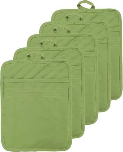 Vista 42 de Oven Pot Holder with Pocket Cotton Heat Resistant Coaster Potholder Kitchen Hot Pad Oven Mitts for Cooking and Baking Square 7"x9" (Aqua, Silicone)