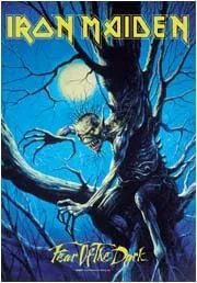 Iron Maiden - Póster de tela textil en vivo con miedo a la oscuridad