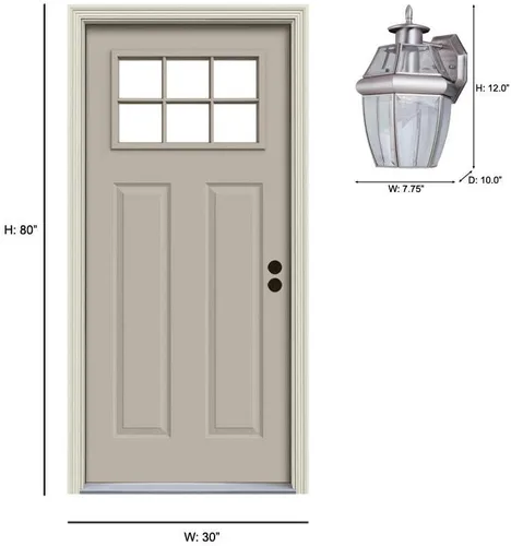 Vista 2 de Generation Lighting 8038-965 Lancaster - Farol de pared tradicional para exteriores, con acabado de níquel cepillado antiguo