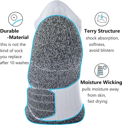 Vista 4 de CWVLC - Calcetines tobilleros deportivos de compresión acolchados unisex