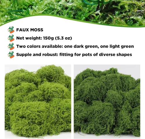 Vista 2 de Musgo artificial artificial de 5.3 onzas para manualidades, musgo decorativo preservado para plantas, jardín de hadas, bricolaje, paredes